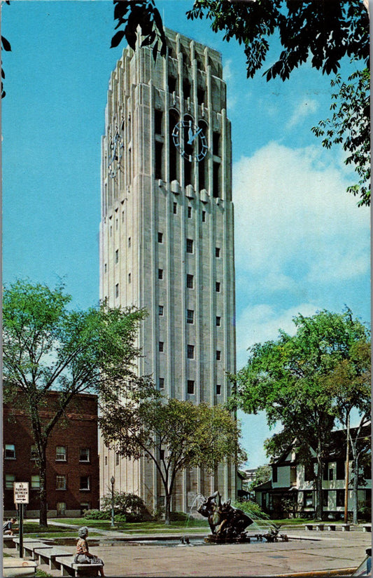 Vintage Postcard Burton Memorial Carillon Tower Ann Arbor Michigan Posted 1967