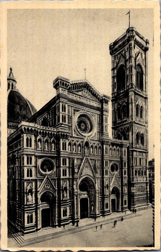 Vintage Postcard The Cathedral And Bell Tower Florence Italy Unposted