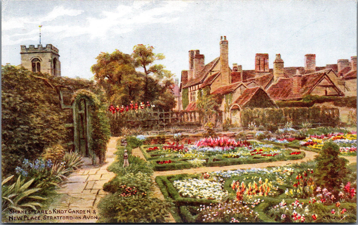 Vintage Postcard Shakespeare's Knot Garden And New Place Straford On Avon