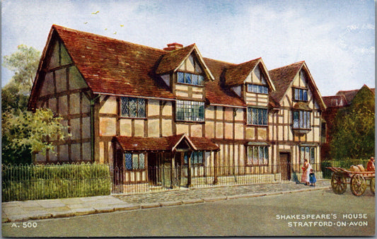 Vintage Postcard Shakepeare's House Stratford On Avon England United Kingdom