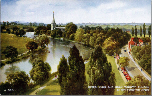 Vintage Postcard River Avon And Holy Trinity Church Stratford On Avon England