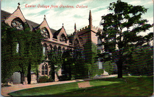 Vintage Postcard Exeter College From Gardens Oxford England United Kingdom