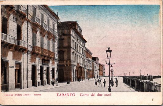 Vintage Postcard Dragone Antonio Corso Due Mari Taranto Italy Unposted