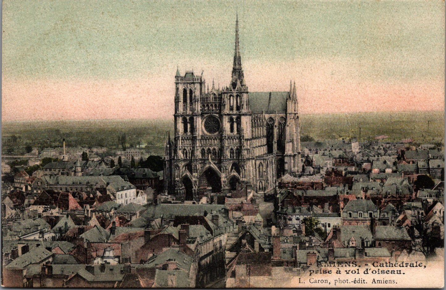 Vintage Postcard Prise A Vol D'Oiseau Amiens France Unposted