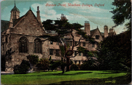 Vintage Postcard Garden Front Wadham College Oxford England United Kingdom