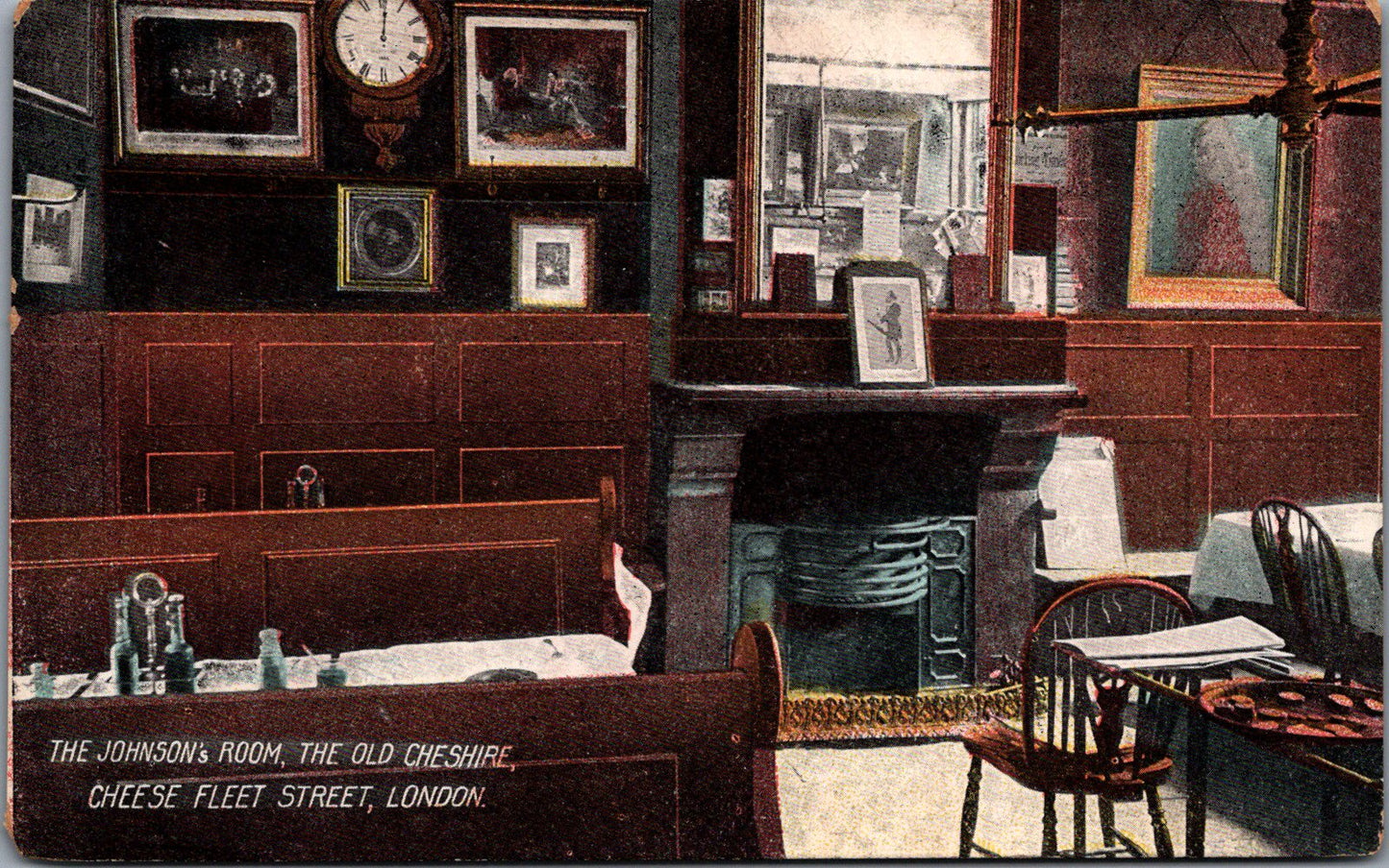 Vintage Postcard Johnson's Room The Old Cheshire Cheese Fleet Street London