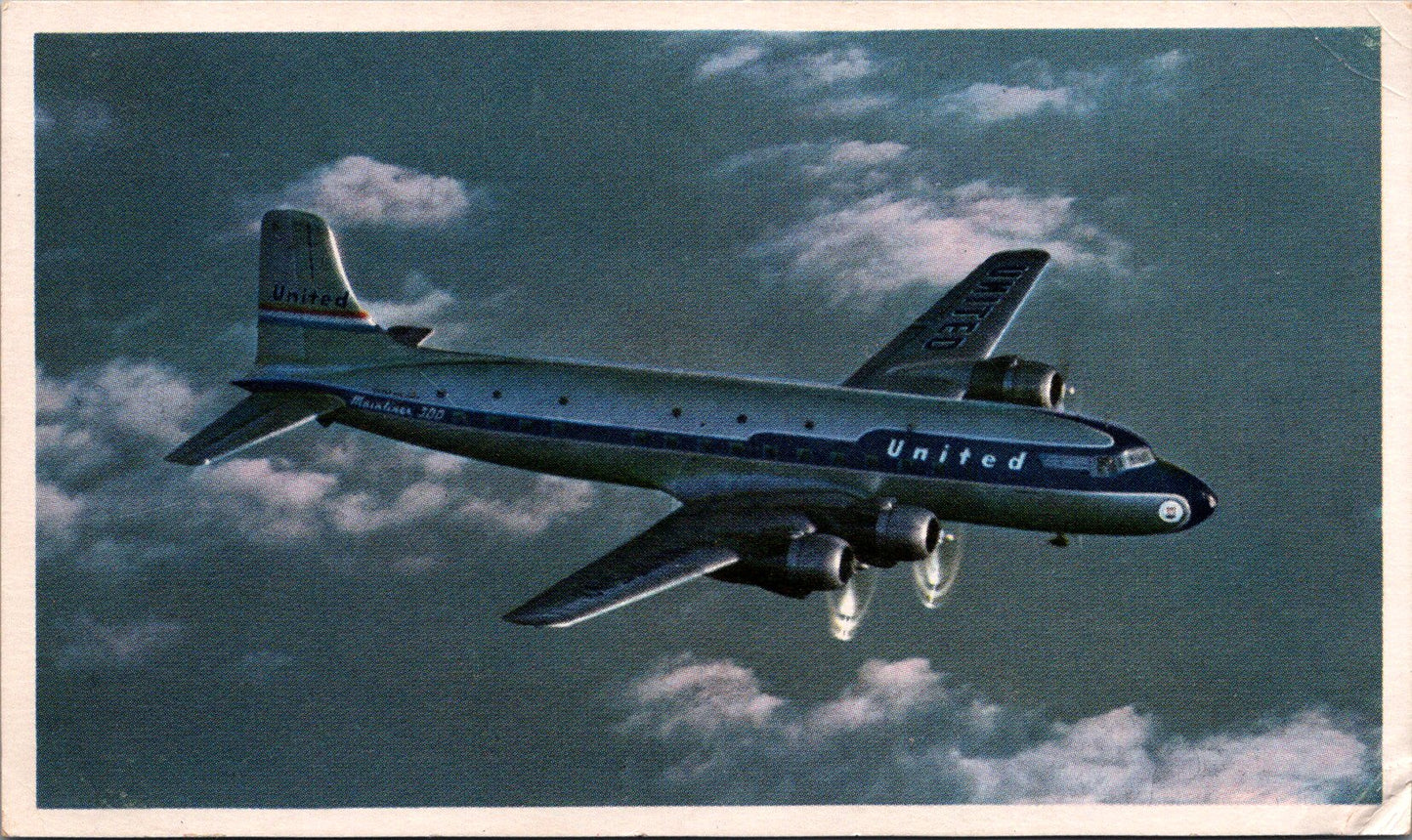 Vintage Postcard United DC-6 Mainliner 50 Passengers Airline California Unposted