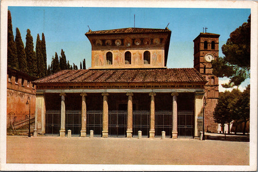 Vintage Postcard Facade Basilica Of Saint Lawrence Rome Italy Unposted