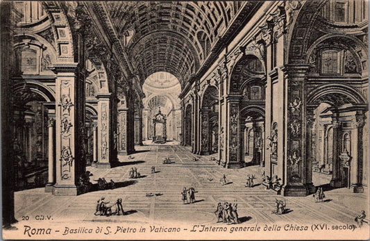 Vintage Postcard Interior Of The Saint Peter's Basilica Rome Italy Unposted