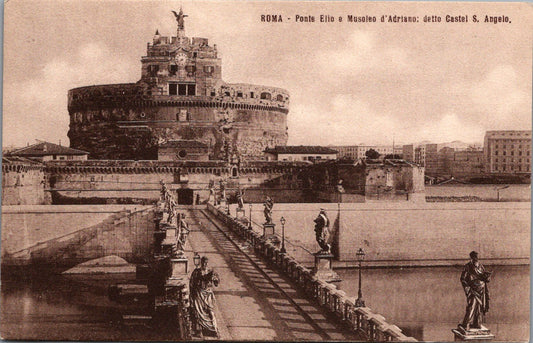 Postcard Museum Of Adriano Known As Castel San Angelo Aelian Bridge Rome Italy