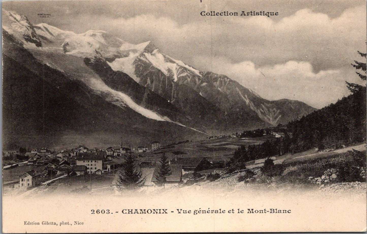 Vintage Postcard Chamonix France General View And Mont Blanc Mountain Unposted