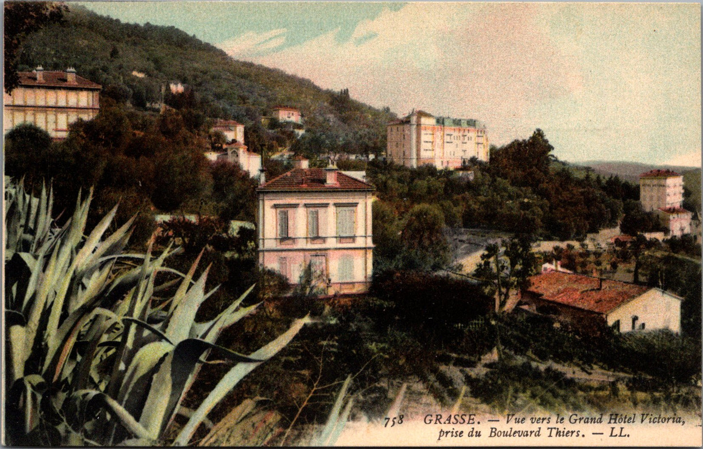 Postcard View The Grand Hotel Victoria Taken From Boulevard Thiers Grasse France