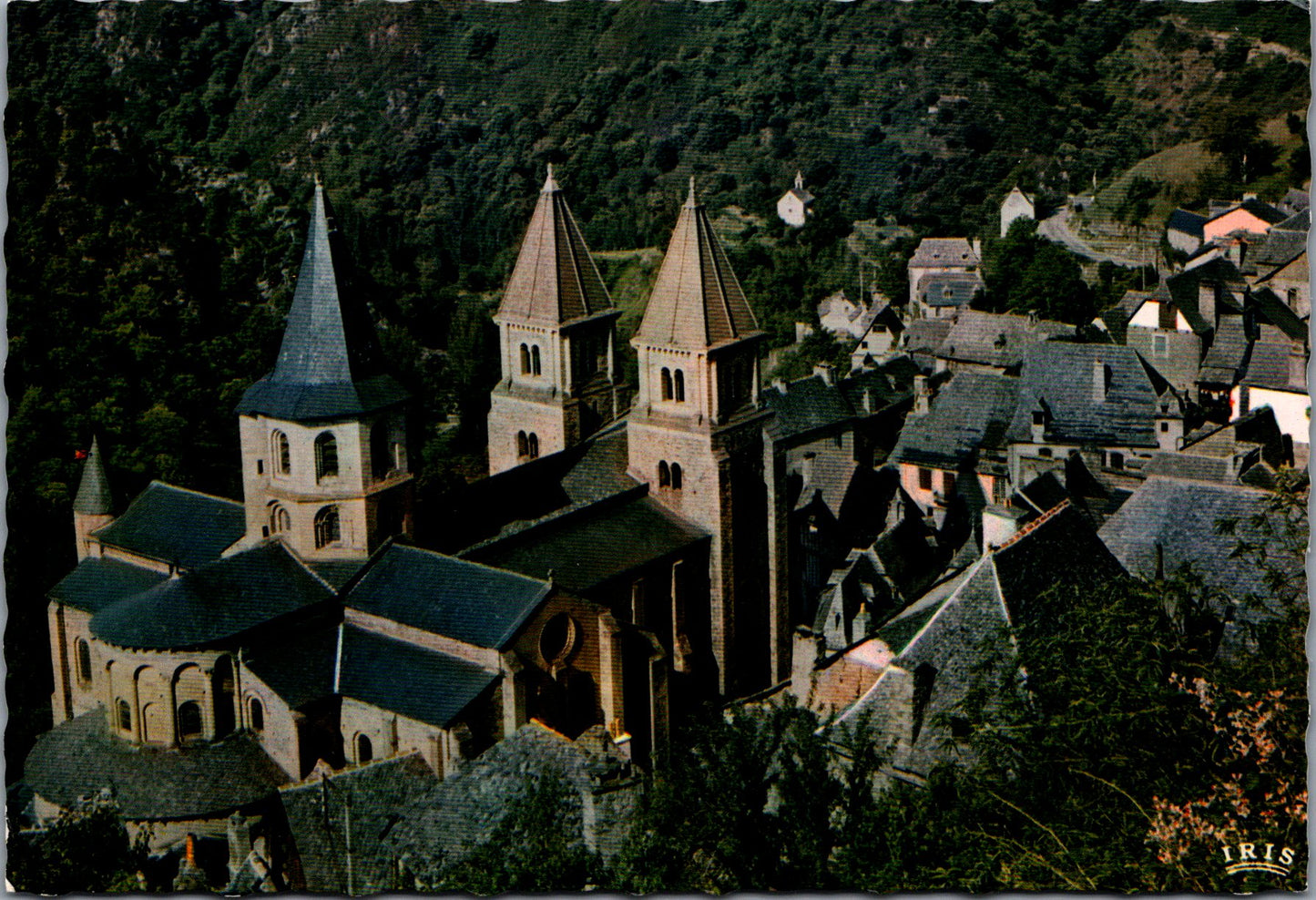 Vintage Postcard Bird's Eye View Conques-en-Rouergue Aveyron France Unposted