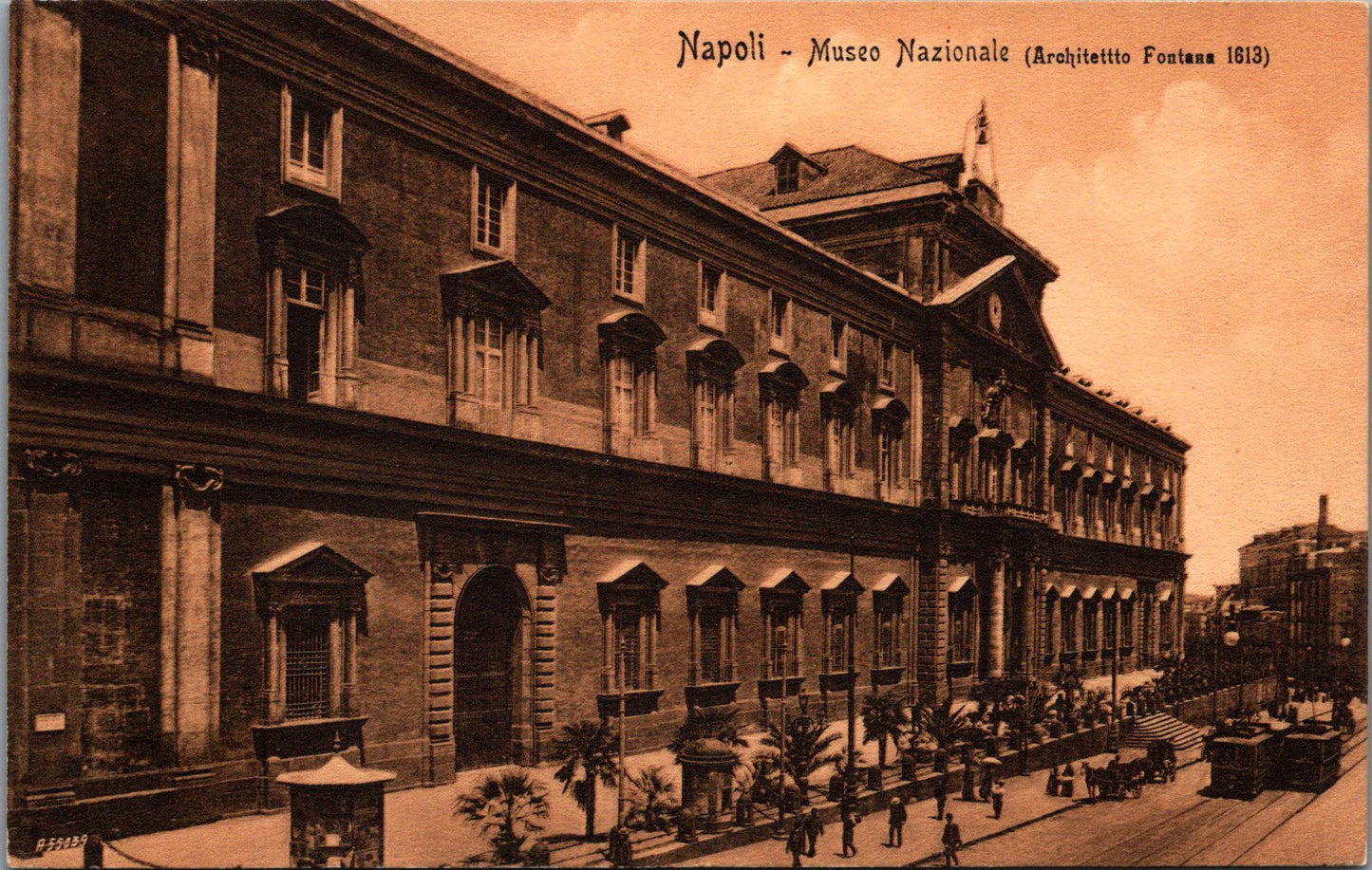 Vintage Postcard Naples National Archaeological Museum Architect Fontana 1613