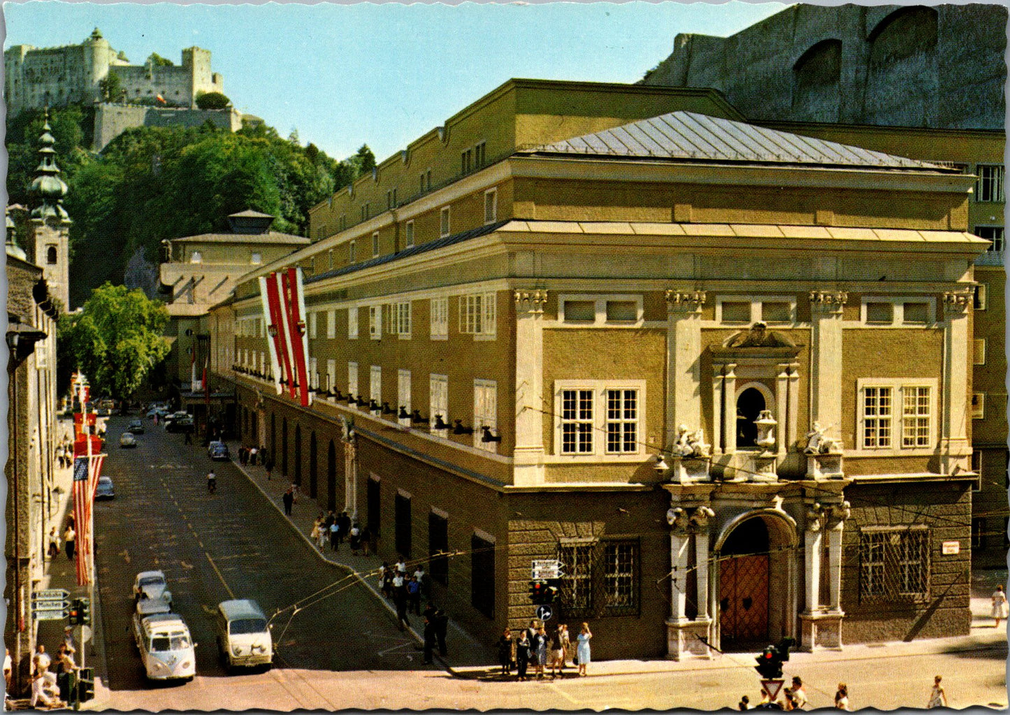 Vintage Postcard Festival House With Fortress Salzburg Austria Unposted