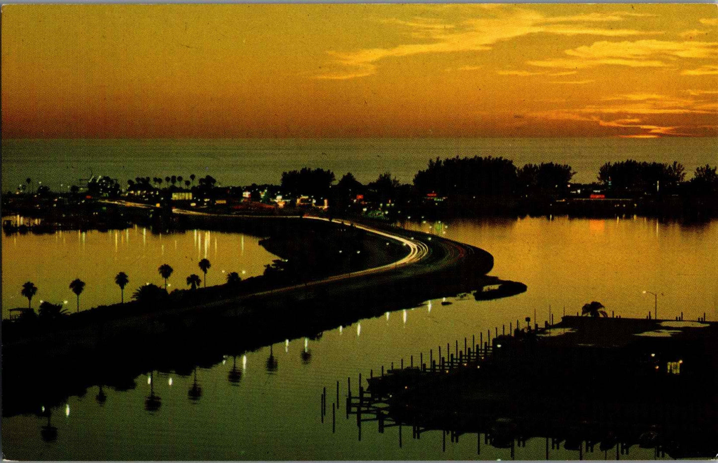 Vintage Postcard Clearwater Beach Twilight Florida United States Unposted