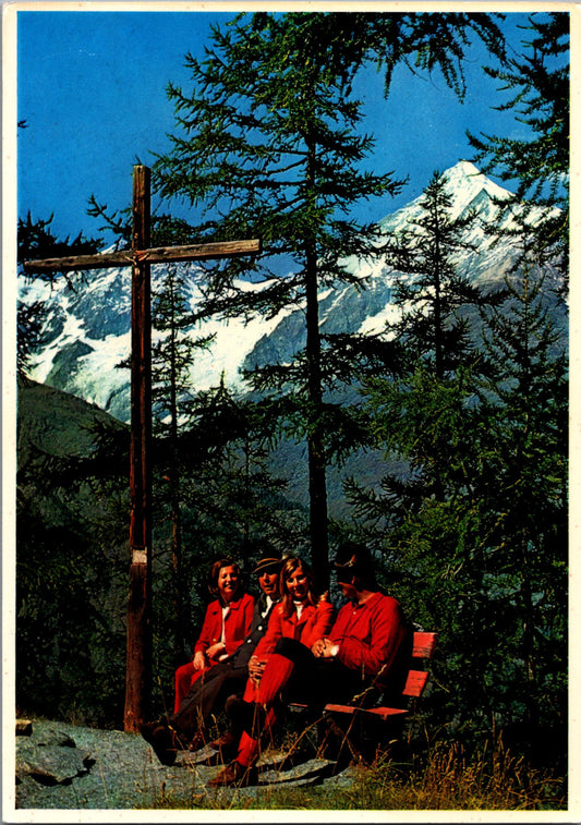 Vintage Postcard Tourist Attraction Wanderwege In Täsch Switzerland Unposted