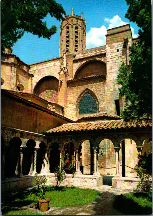 Vintage Postcard The Cloister And The Bell Tower Cathédrale Saint Sauveur France