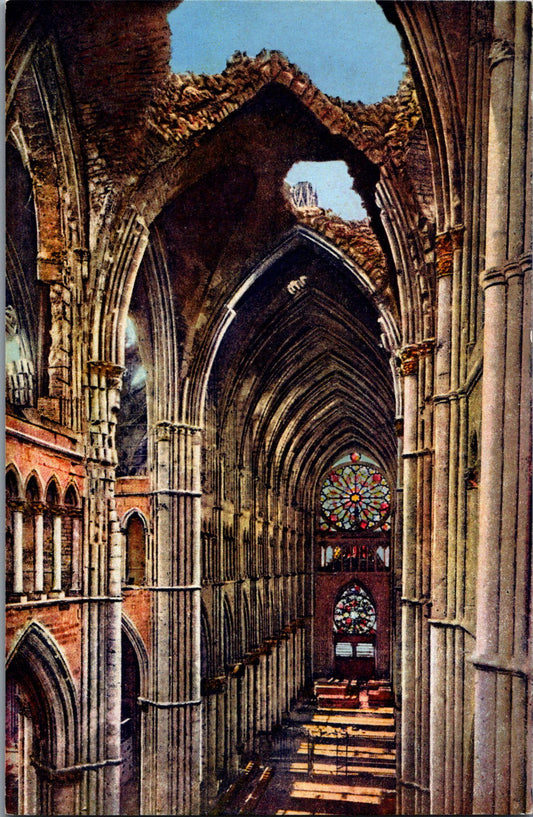 Vintage Postcard The Interior View Of The Cathedral Of Reims After War France