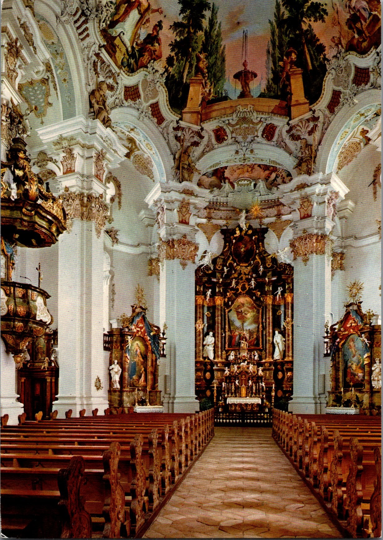 Vintage Postcard Pilgrimage Church Zimmerman Bad Schussenried Germany Unposted