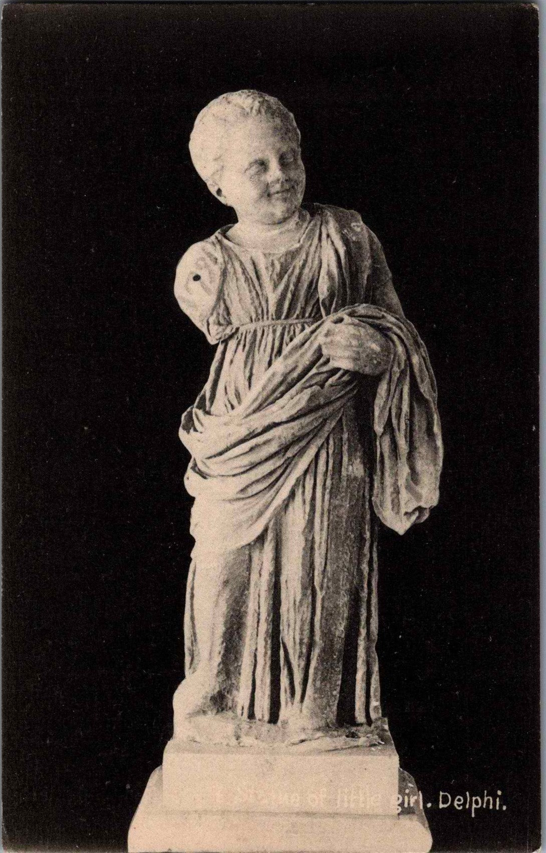 Vintage Postcard Statue Of A Little Girl Delphi Greece Unposted