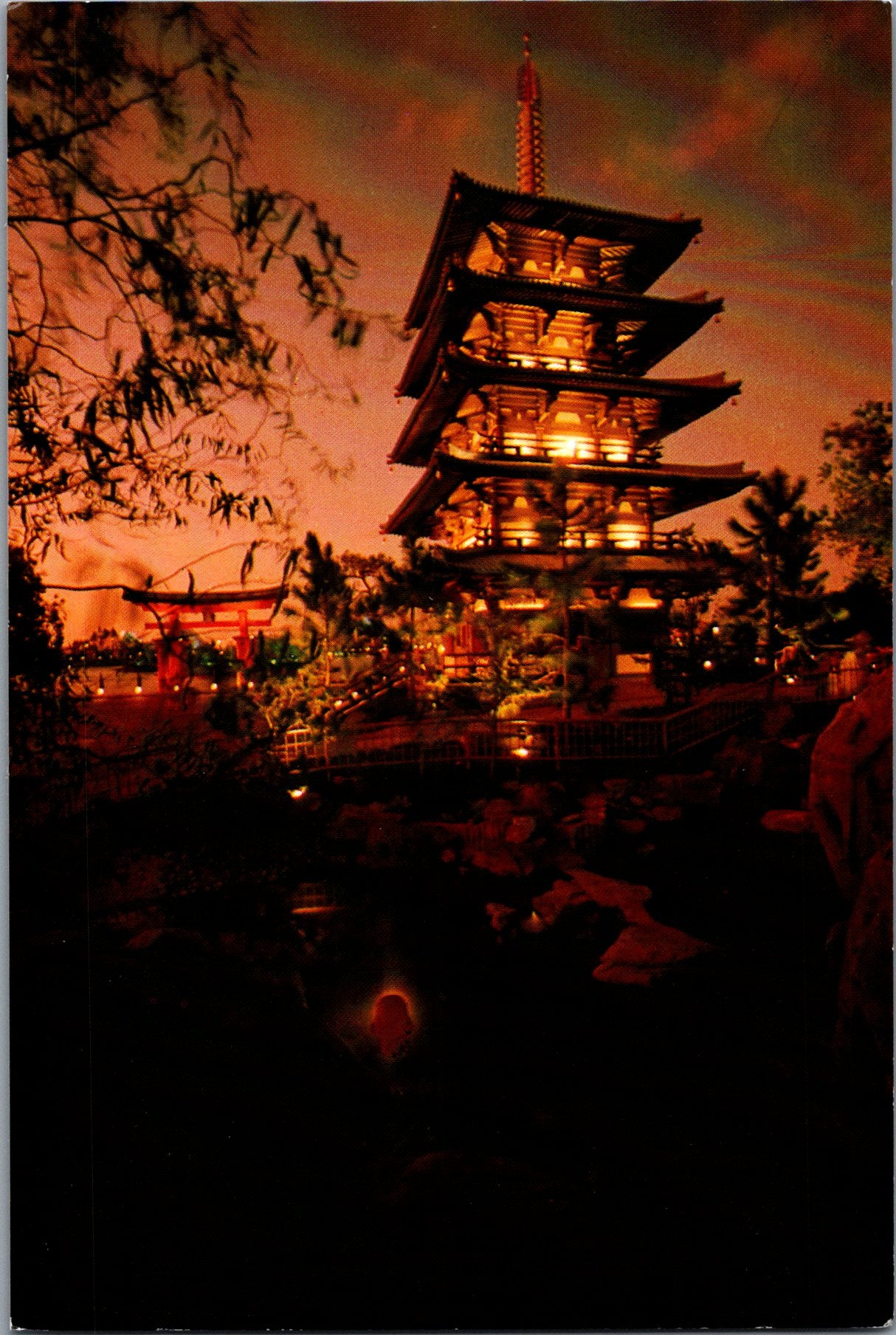 Vintage Postcard Pagoda Sculpted Gardens Koi Fish Ponds Japan Unposted