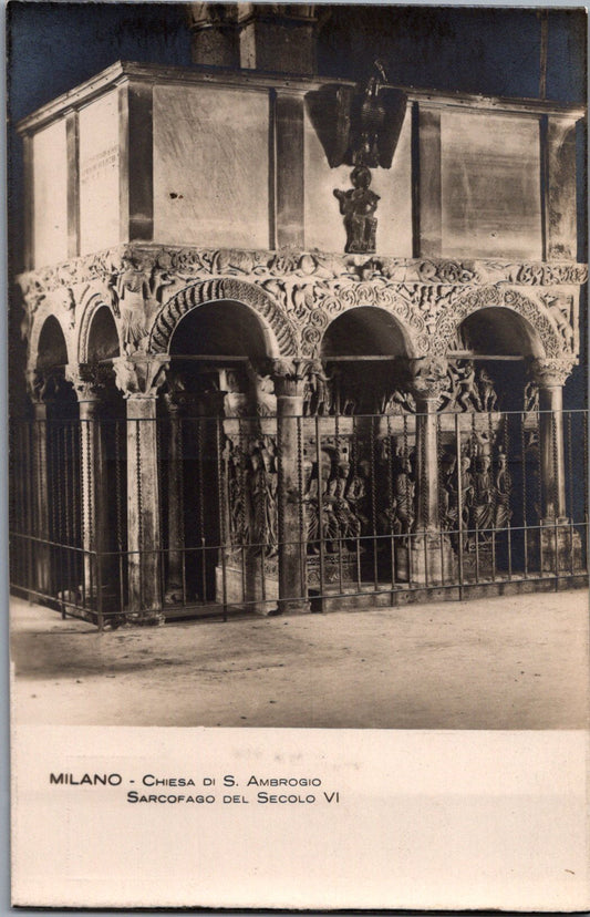 Vintage Postcard Italian Pulpits Basilica di Sant'Ambrogio Milan Italy Unposted