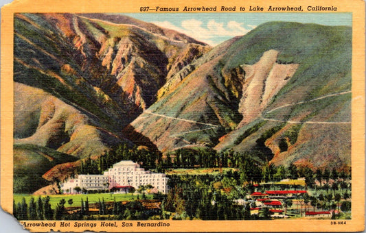 Vintage Postcard Arrowhead Hot Springs Hotel San Bernardino California Posted