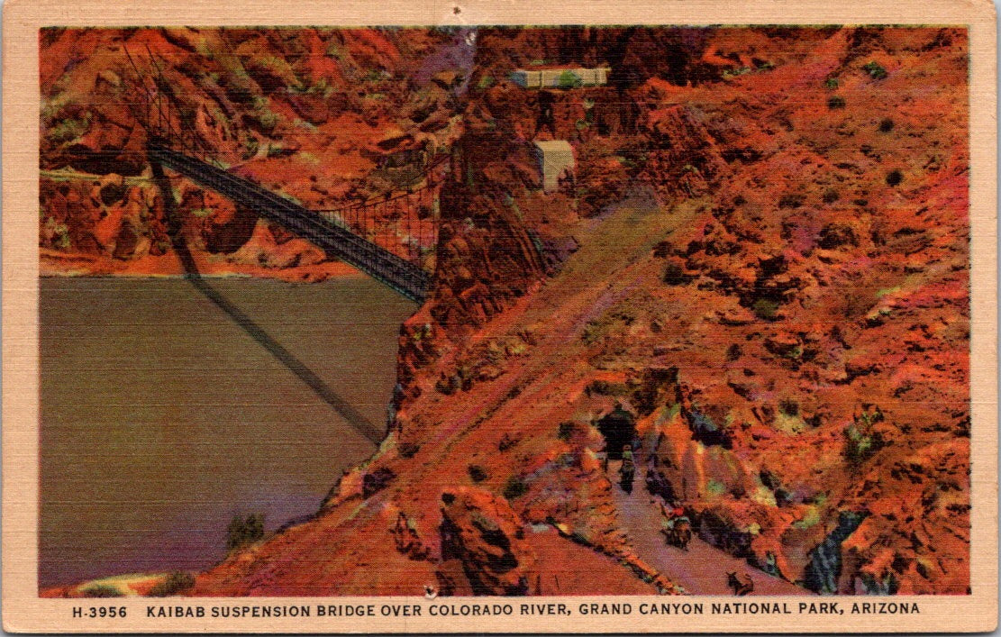 Vintage Postcard Kaibab Suspension Bridge Grand Canyon National Park Arizona