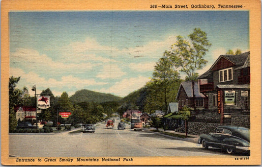 Vintage Postcard Entrance to The Great Smoky Mountains National Park Posted 1953