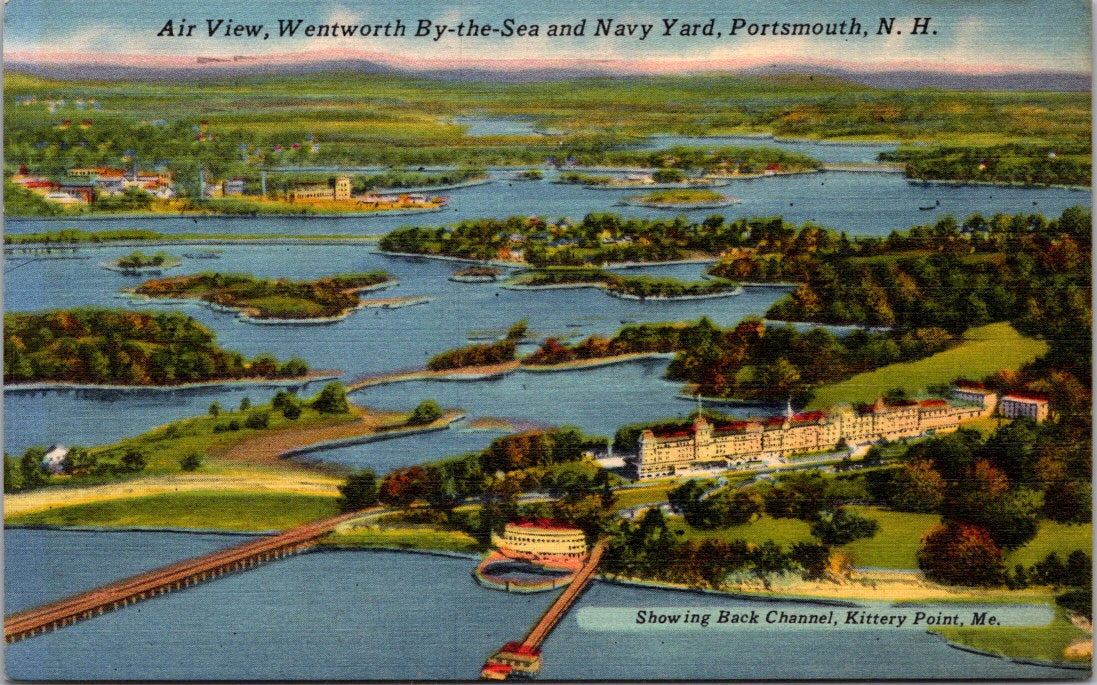 Vintage Postcard Air View Wentworth By The Sea And Navy Yard New Hampshire