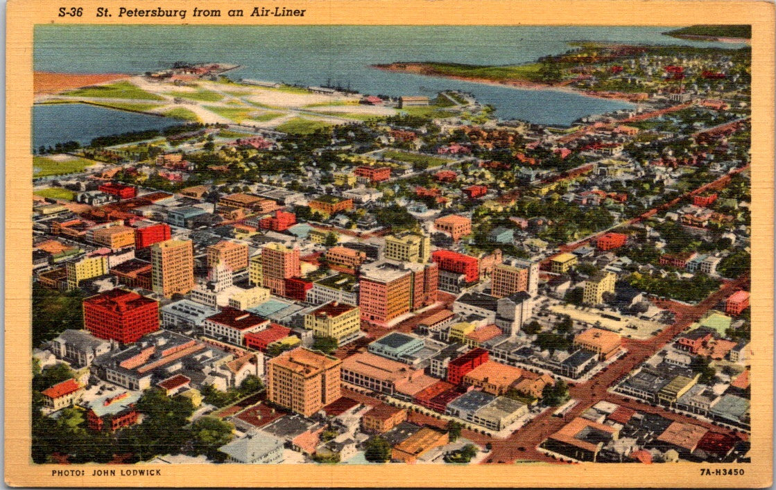 Vintage Postcard St. Petersburg From An Air Liner florida Posted 1948 US 1 Cent