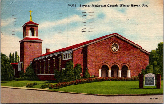 Vintage Postcard Beymer Methodist Church Winter Haven Florida Posted 1956