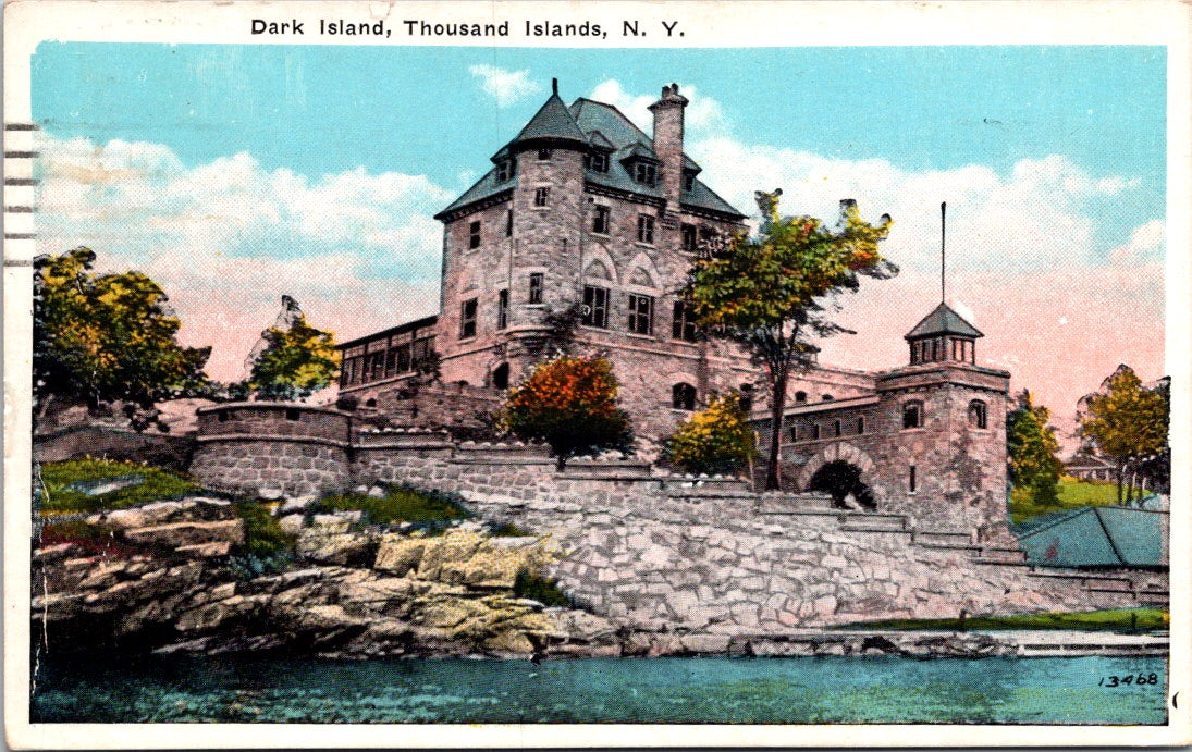 Vintage Postcard Dark Island Thousand Islands New York Posted 1931 US 1 Cent