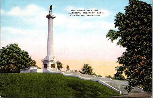 Vintage Postcard Wisconsin Memorial National Military Park Vicksburg Missouri