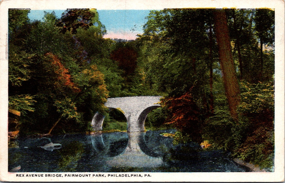 Vintage Postcard Rex Avenue Bridge Fairmount Park Philadelphia Pennsylvania