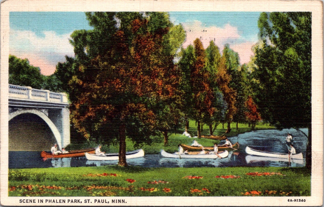 Vintage Postcard Scene In Phalen Park St. Paul Minnesota Posted 1938 One Cent