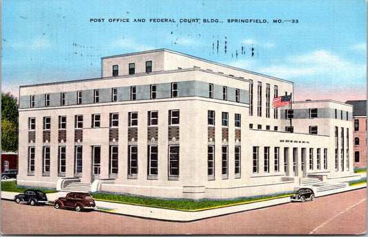 Vintage Postcard Post Office And Federal Court Building Springfield Missouri