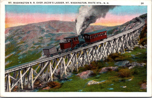 VTG Postcard Mount Washington Over Jacob's Ladder White Mountains New Hampshire