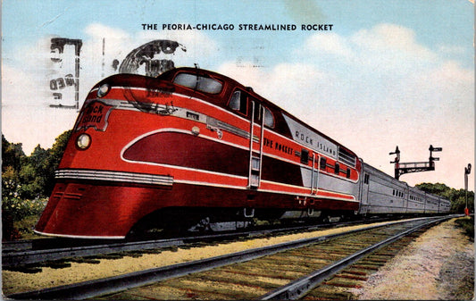 Vintage Postcard The Peoria Chicago Streamlined Rocket Illinois Posted 1953