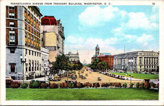 Vintage Postcard Pennsylvania Avenue From Treasury Building Washington Posted