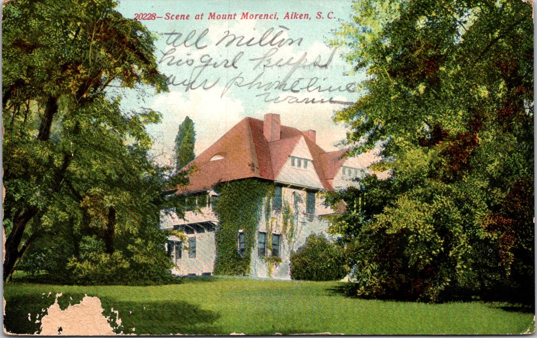 Vintage Postcard Scene At Mount Morenci Aiken South Carolina Posted One Cent