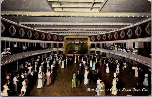 Vintage Postcard Ballroom Of Casino Santa Cruz California Posted 1913 One Cent