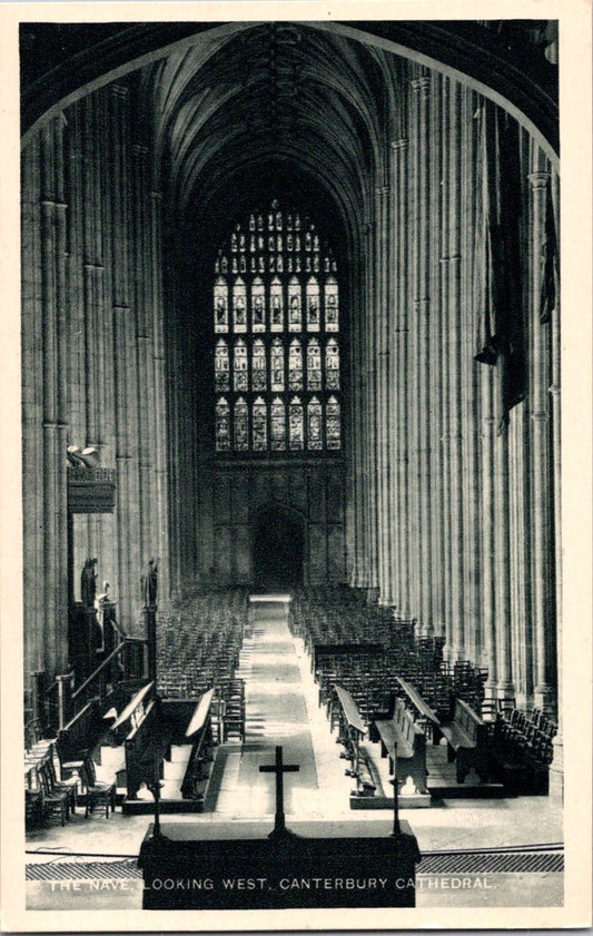 Vintage Postcard The Nave Looking West Canterbury Cathedral England Unposted .