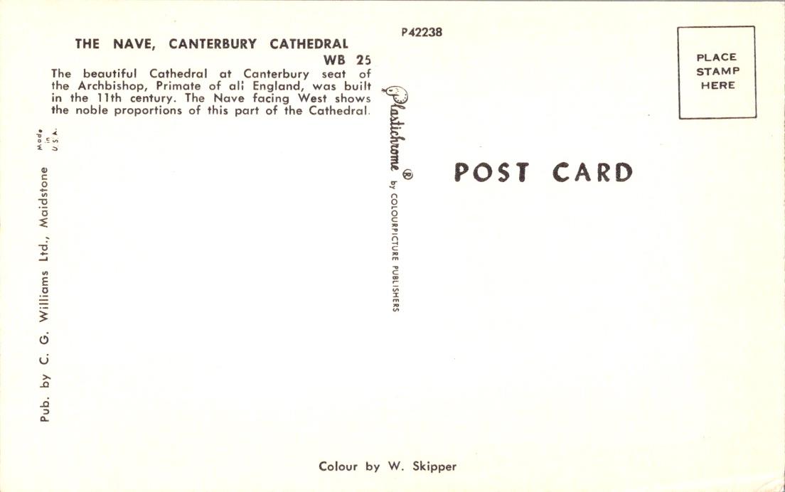 Vintage Postcard The Nave Canterbury Cathedral England United Kingdom Unposted -