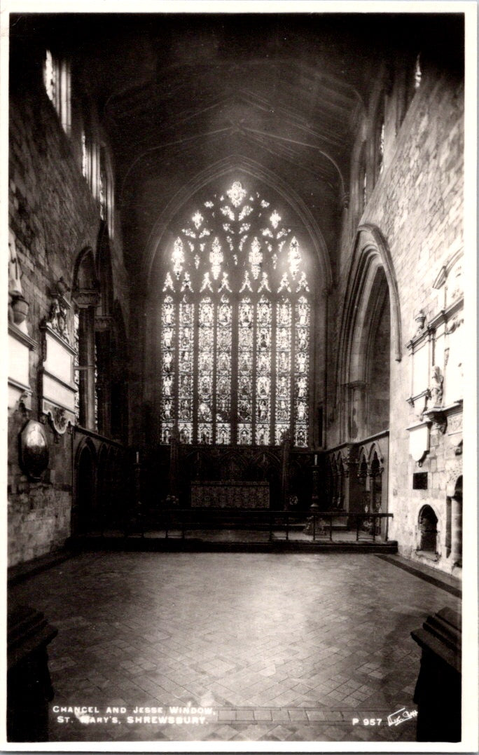 Vintage Postcard Chancel And Jesse Window St Mary's Church Shrewsbury Unposted