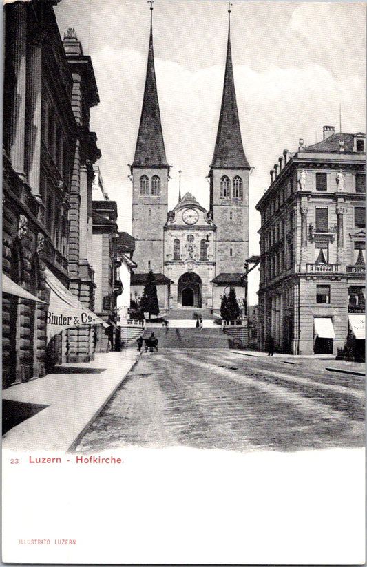 Vintage Postcard Hofkirche Saint Leodegar Lucerne Switzerland Unposted