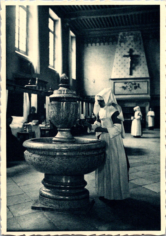 Vintage Postcard Fountain In The Saint Louis Hall Beaune France Unposted