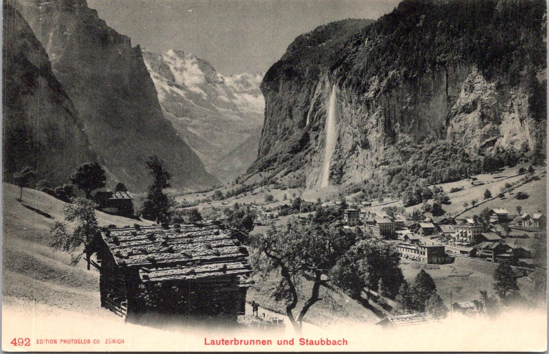 Vintage Postcard Lauterbrunnen And Staubbach Falls Bernese Switzerland Unposted