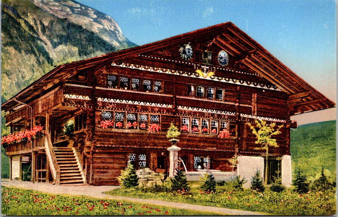 Vintage Postcard Bernerhaus Chalet Barnois Switzerland Unposted